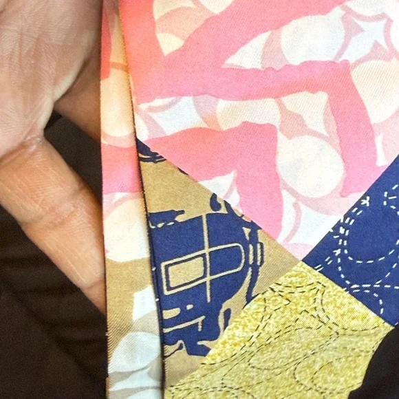Coach Silk Skinny Scarf  – Multicolor Patchwork Print NWOT - Picture 5 of 12